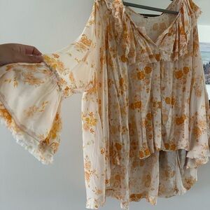 Free People M Floral Bohemian Women Top